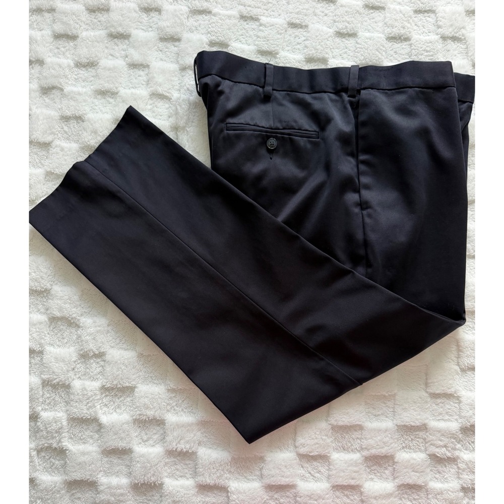 Perry Ellis Portfolio Mens Navy Blue Flat Front Dress Pants 38x28 -EUC